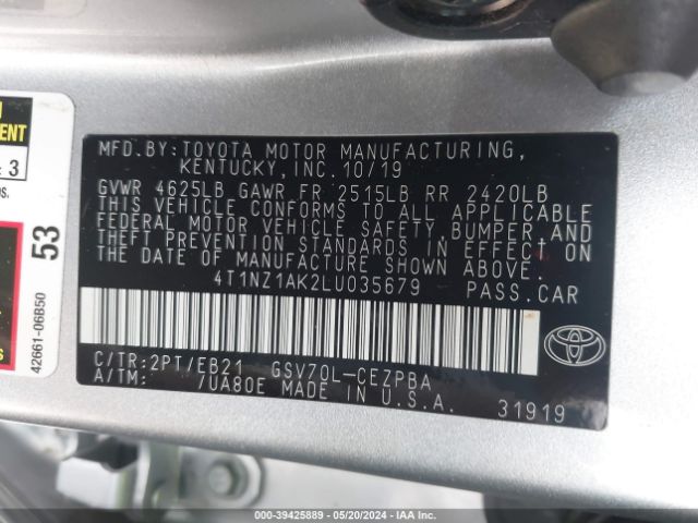 4T1NZ1AK2LU035679 Toyota CAMRY TRD