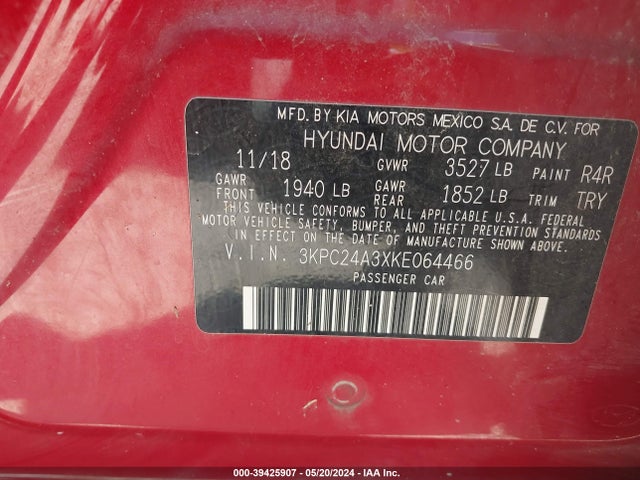 Hyundai ACCENT SE 2019 3KPC24A3XKE064466 Image 9