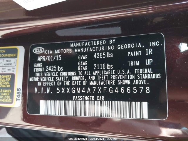 KIA Optima Lx 2015 5XXGM4A7XFG466578 Image 9