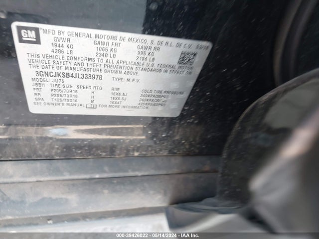 Chevrolet TRAX LS 2018 3GNCJKSB4JL333978 Image 9