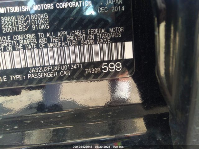 JA32U2FUXFU013471 Mitsubishi LANCER ES