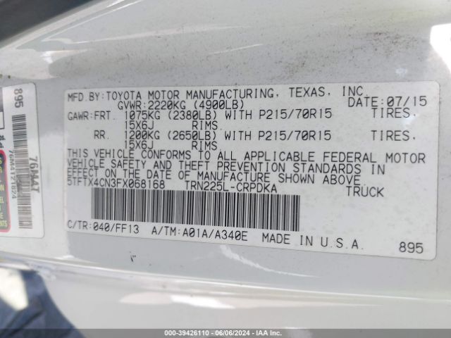 5TFTX4CN3FX068168 Toyota Tacoma