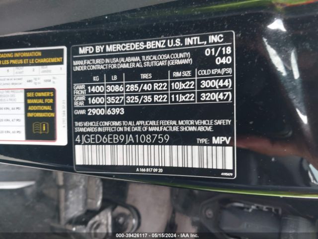 4JGED6EB9JA108759 Mercedes-Benz Amg Gle 43 Coupe 4matic