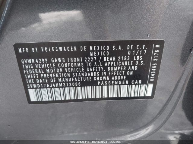 3VWD17AJ4HM313086 Volkswagen Jetta 1.8t Sport
