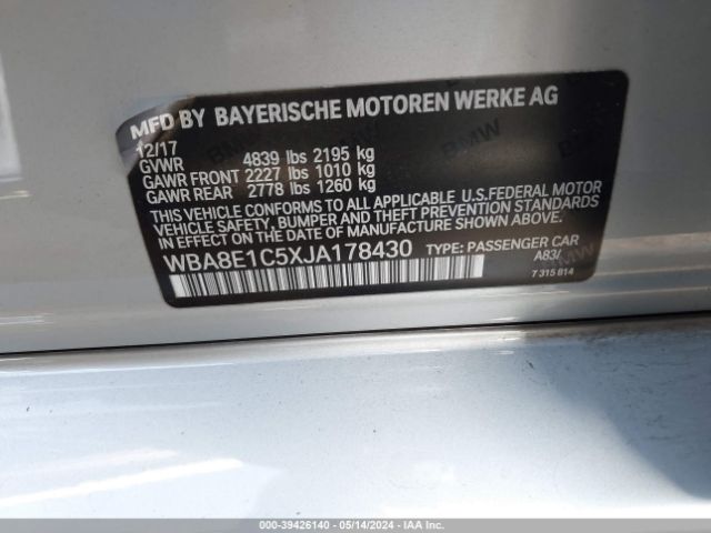 WBA8E1C5XJA178430 BMW 330e Iperformance