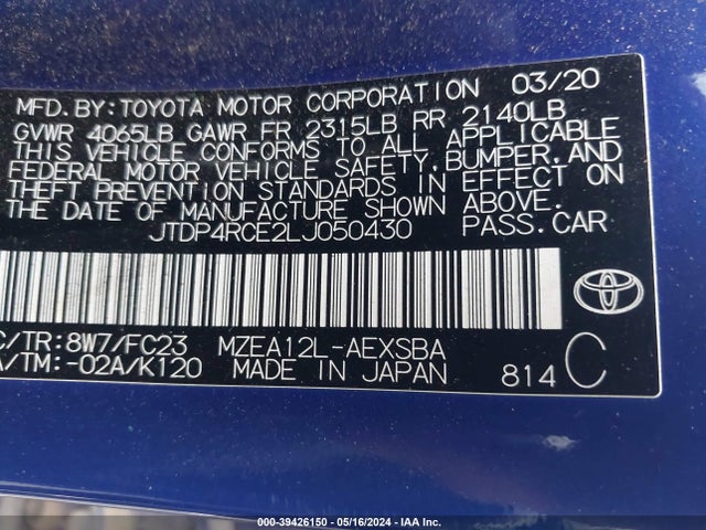 Toyota COROLLA SE 2020 JTDP4RCE2LJ050430 Image 9