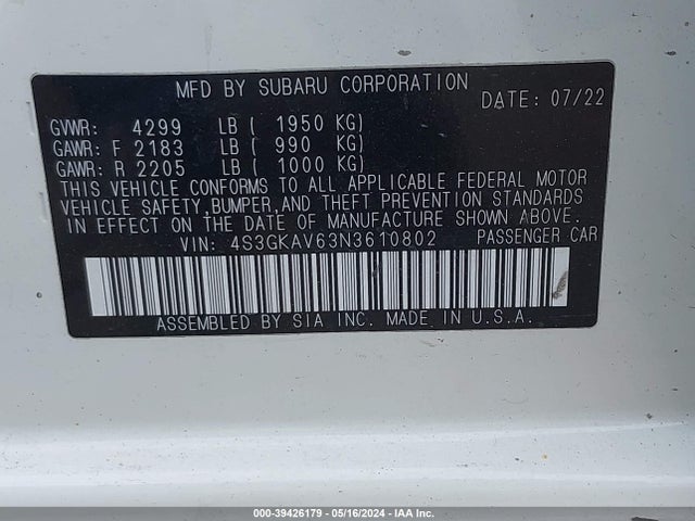 Subaru Impreza Premium 2022 4S3GKAV63N3610802 Image 9