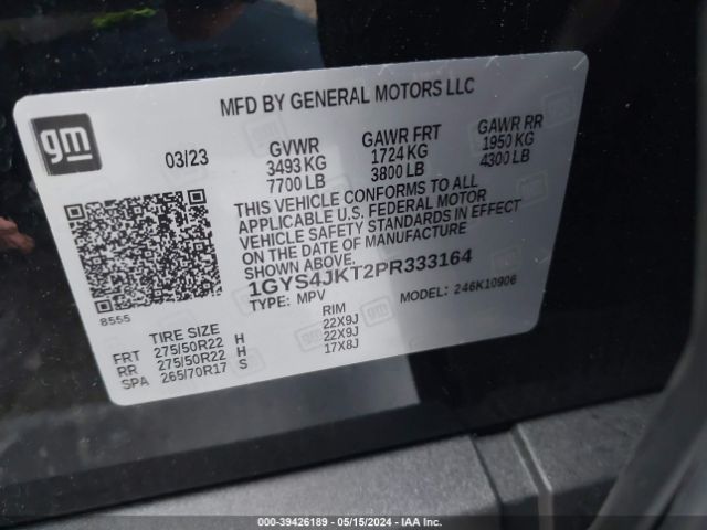 1GYS4JKT2PR333164 Cadillac Escalade Esv 4wd Luxury