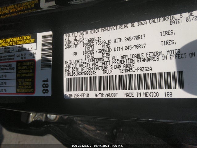 Toyota Tacoma Sr5 2024 3TMLB5JNXRM000242 Image 9