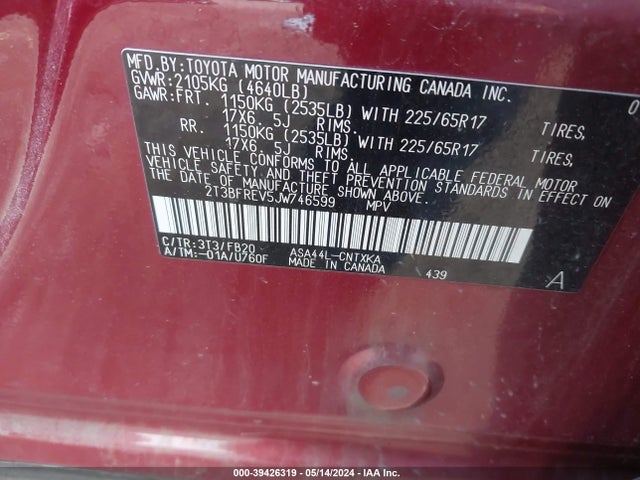 Toyota RAV4 LE 2018 2T3BFREV5JW746599 Image 9