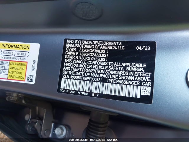 Acura Tlx Type S/type S Pmc Edition 2023 19UUB7F06PY000321 Image 9