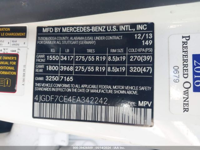 4JGDF7CE4EA342242 Mercedes-Benz Gl 450 4matic