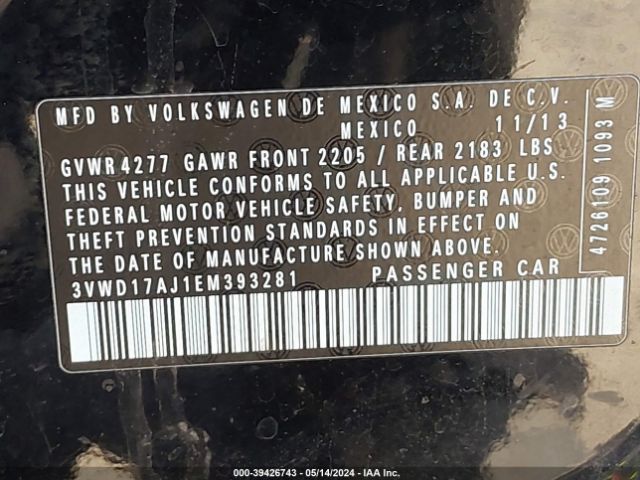 3VWD17AJ1EM393281 Volkswagen Jetta 1.8t Se