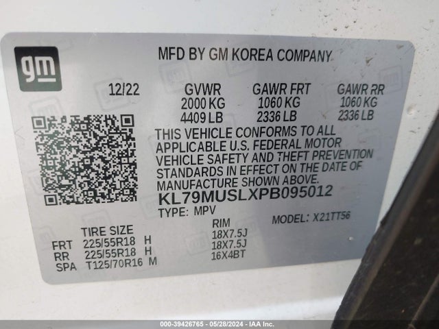 Chevrolet Trailblazer Awd Rs 2023 KL79MUSLXPB095012 Image 9