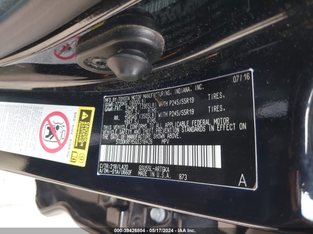 5TDDKRFH5GS318426 Toyota Highlander Limited V6