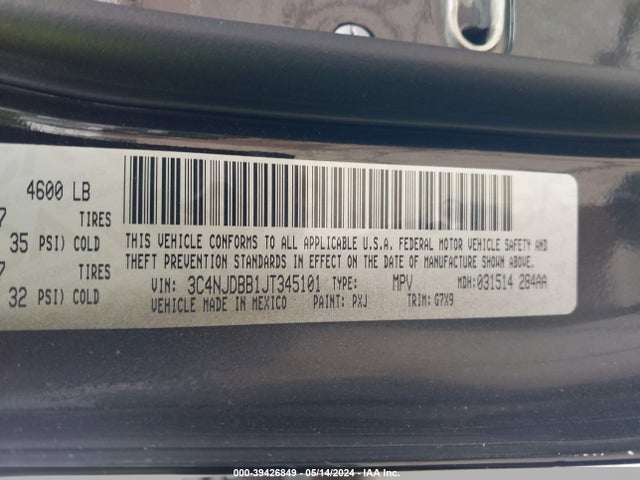 Jeep Compass Latitude 4x4 2018 3C4NJDBB1JT345101 Image 9