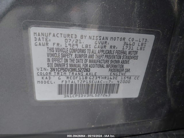 Nissan Kicks Sr Xtronic Cvt 2021 3N1CP5DV3ML527263 Image 9