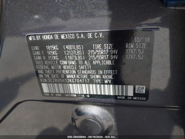 3CZRU5H32KG704717 Honda HR-V LX