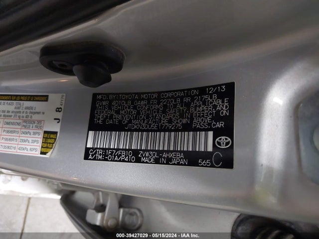 Toyota Prius Three 2014 JTDKN3DU5E1779275 Image 9