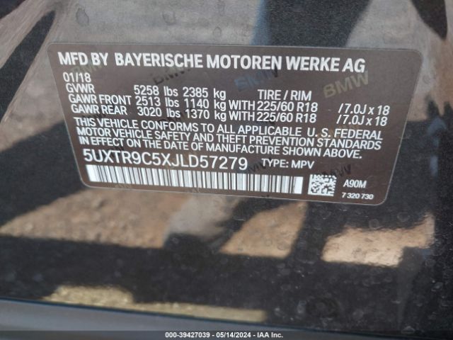 5UXTR9C5XJLD57279 BMW X3 Xdrive30i