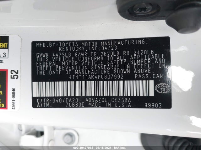 Toyota CAMRY SE 2023 4T1T11AK4PU807992 Image 9
