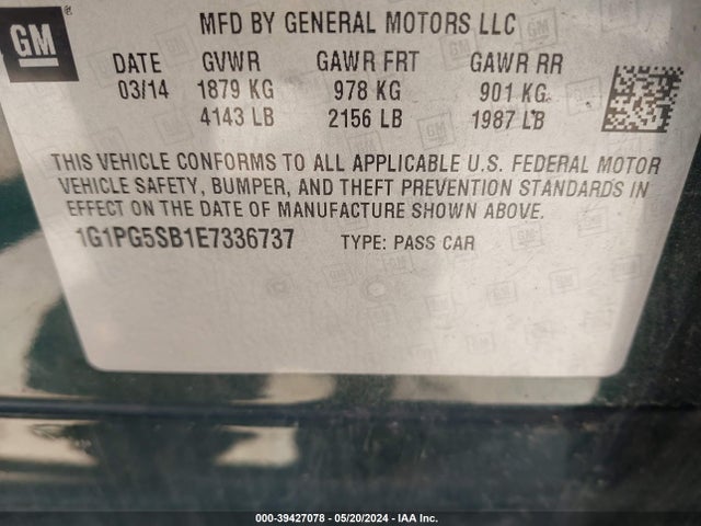 Chevrolet CRUZE LTZ 2014 1G1PG5SB1E7336737 Image 9