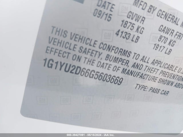 Chevrolet Corvette Z06 2016 1G1YU2D66G5603669 Image 9