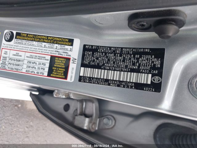 4T1BK1EB1GU218451 Toyota AVALON XLE