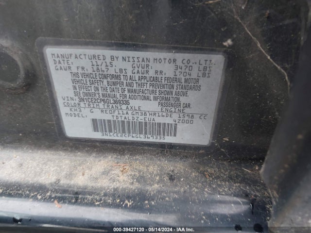 Nissan Versa Note S (sr)/s Plus/sl/sr/sv 2016 3N1CE2CP6GL369335 Image 9