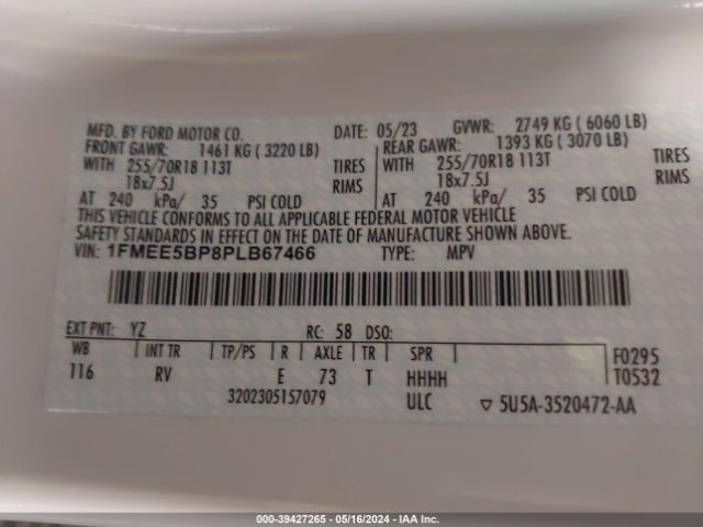 1FMEE5BP8PLB67466 Ford Bronco Outer Banks
