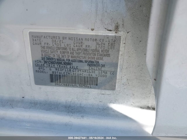 Nissan Versa S Xtronic Cvt 2021 3N1CN8DV6ML909861 Image 9