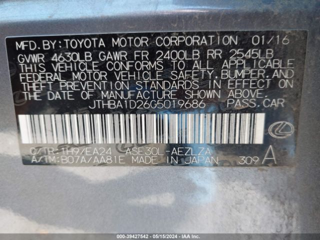 JTHBA1D26G5019686 Lexus IS 200T