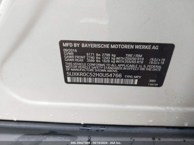 5UXKR0C52H0U54766 BMW X5 Xdrive35i