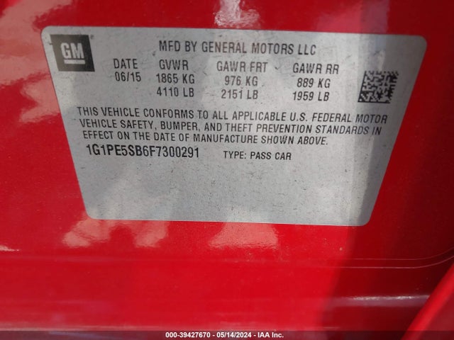 Chevrolet Cruze 2lt Auto 2015 1G1PE5SB6F7300291 Image 9