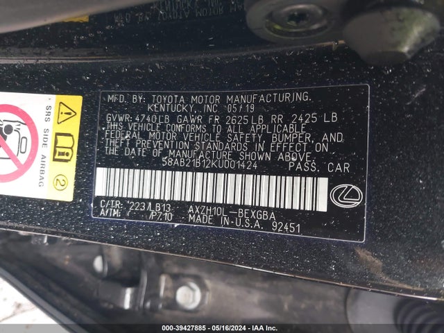 58AB21B12KU001424 Lexus Es 300h Luxury