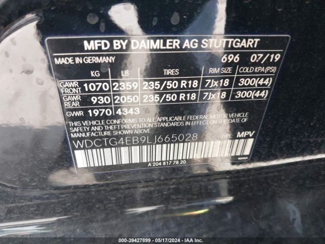 WDCTG4EB9LJ665028 Mercedes-Benz GLA 250