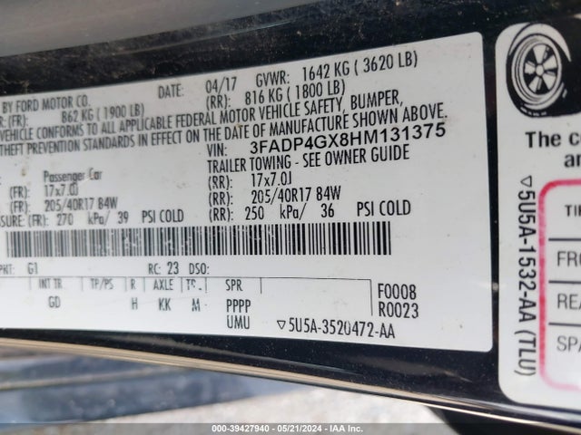 Ford FIESTA ST 2017 3FADP4GX8HM131375 Image 9
