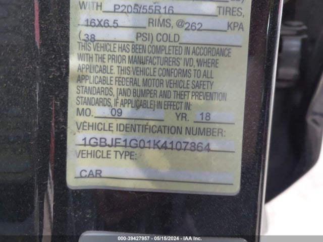 Chevrolet BOLT EV LT 2019 1GBJF1G01K4107864 Image 9