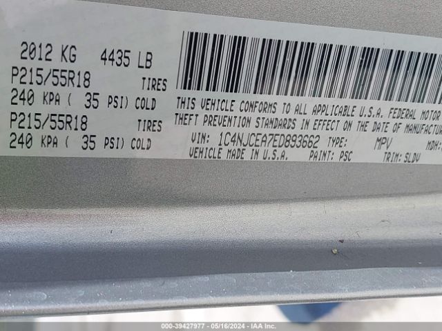 1C4NJCEA7ED893662 Jeep Compass High Altitude