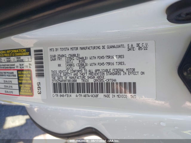 Toyota Tacoma Sr V6 2022 3TYSZ5AN9NT081000 Image 9