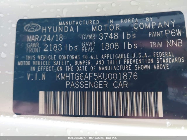 Hyundai Veloster 2.0 2019 KMHTG6AF5KU001876 Image 9