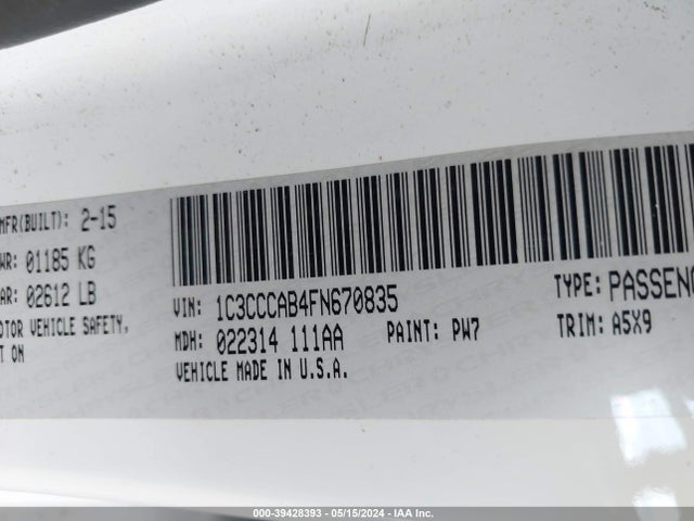 1C3CCCAB4FN670835 Chrysler 200 Limited