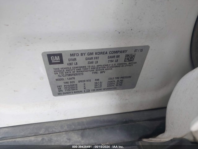 Chevrolet TRAX LTZ 2015 KL7CJTSB5FB261273 Image 9