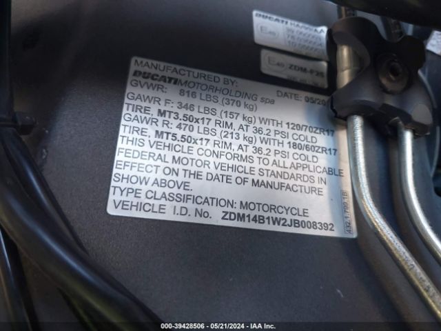 2018 DUCATI SUPERBIKE ZDM14B1W2JB008392 Photo 9