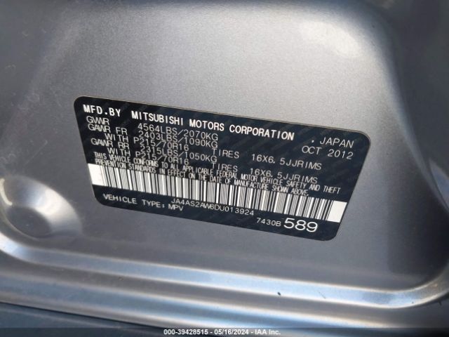 2013 MITSUBISHI OUTLANDER JA4AS2AW6DU013924 Photo 8