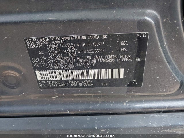 Toyota Rav4 Xle 2019 2T3P1RFV7KC006011 Image 9