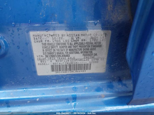 3N1CN8EV3NL866483 Nissan Versa 1.6 Sv Xtronic Cvt