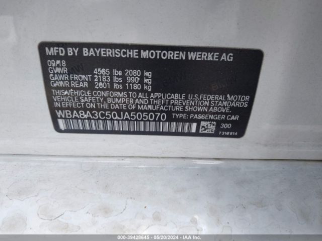 WBA8A3C50JA505070 BMW 320i Xdrive