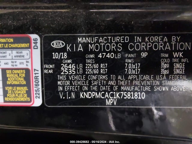 KIA Sportage Lx 2019 KNDPMCAC1K7581810 Image 9