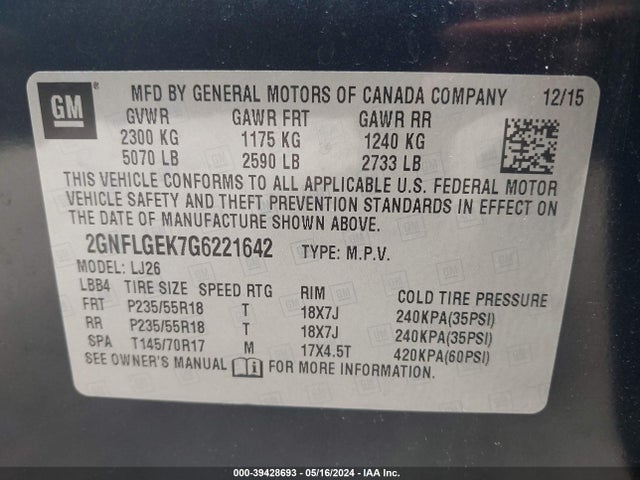 Chevrolet Equinox Ltz 2016 2GNFLGEK7G6221642 Image 9